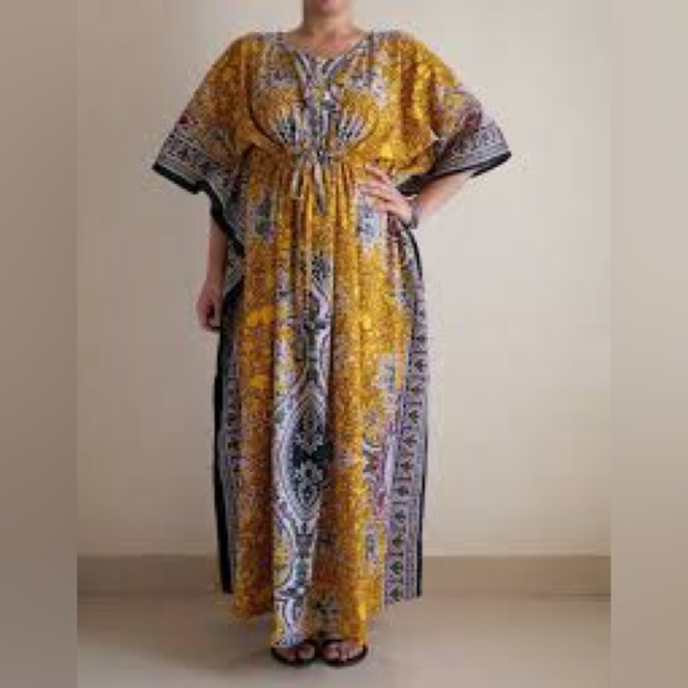 Yellow and Black Smocked Tiered Maxi Dress